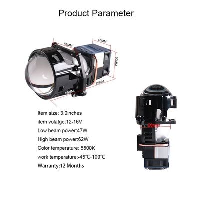 Bóng đèn pha Laser Bi High Beam 62W 5500k Chip LED kép